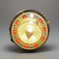 Rare Antique Roulette Makeup Compact Mirror 