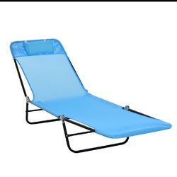 New in box , set of 2 Outsunny Folding Chaise Lounge Chair, Pool Sun Tanning Chair, Outdoor Lounge Chair with Reclining Back, Breathable Mesh Seat, He