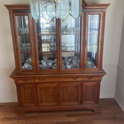 Kitchen China Cabinet W/ Chinaware Included