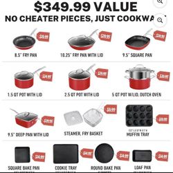 Granitestone True 20 Pc Pots and Pans Set Non Stick Cookware Set with Square Pan/Bakeware Set