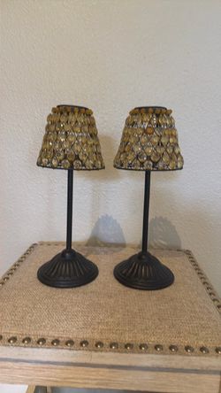 Set of 2 Beaded Wire Candle Lamp Holders