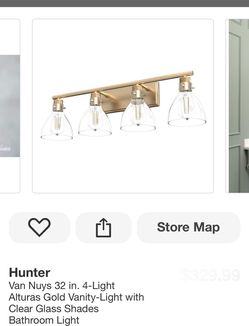 Hunter Van Nuys 32in. 4-Light Bathroom Light