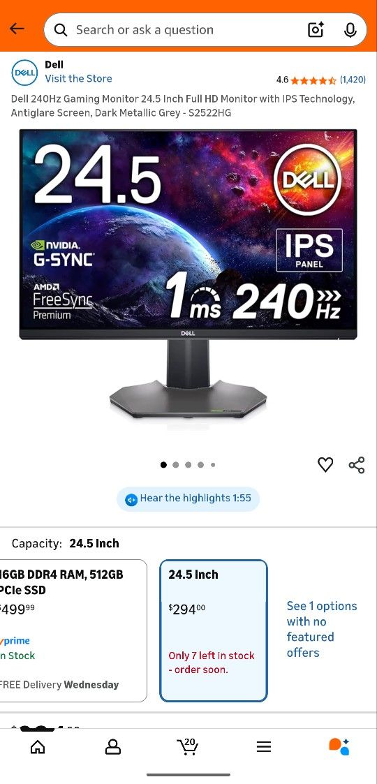 Dell 25 Inch Gaming Monitor For Teens 