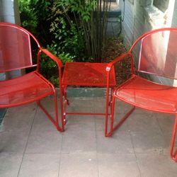 Red Porch Furniture Set With Table