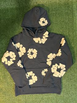 Navy blue denim tear hoodie