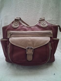 Multisac Multiple Compartment Burgundy & Tan Bag