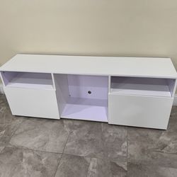 Tv Stand With 2 Storage Cabinets White 