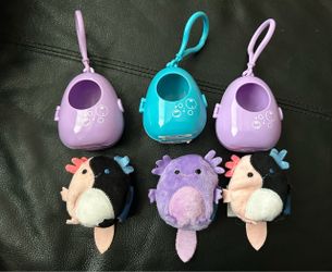 Axolotl Keychains, Set of 3, Purple, Pink, Black