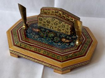 Hand Made Khatam Kari Desk Set - Pen and Letter Holder - Medium