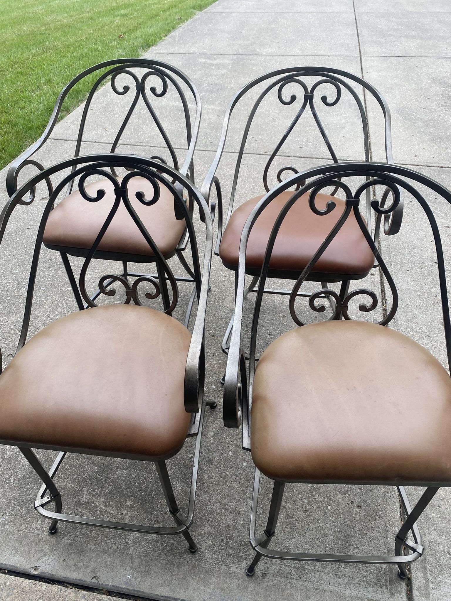 Frontgate Metal Leather Swivel Barstools Counter height
