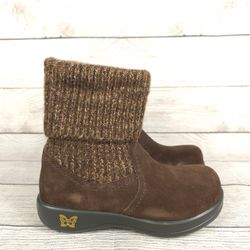 Alegria Women's Juneau Knit Boots Chocolate Brown Gold Size 35 (5/5.5) NIB
