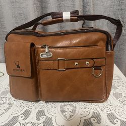 Beautiful Weixier Men Or Women’s Leather Look & Feel Shoulder Bag Or Business Briefcase With Multiple Pockets & Compartments For You Or Someone Specia