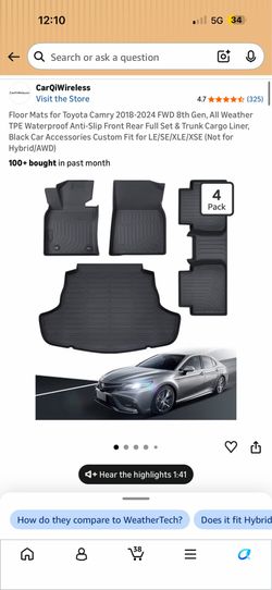 Toyota Camry 2024 All weather floor mats