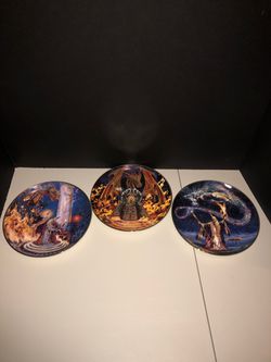 Franklin Mint Myles Pinkney Limited Edition Plates. Dragon Master, Sorcerer’s Spell & Dragon Fire Bone China!