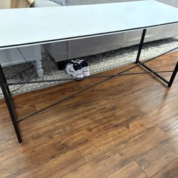 White Table With Metal Base 