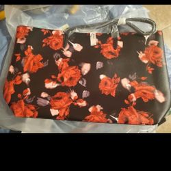 Victoria Secret Tote Bag Limited Edition Black Red Rose Floral NWT