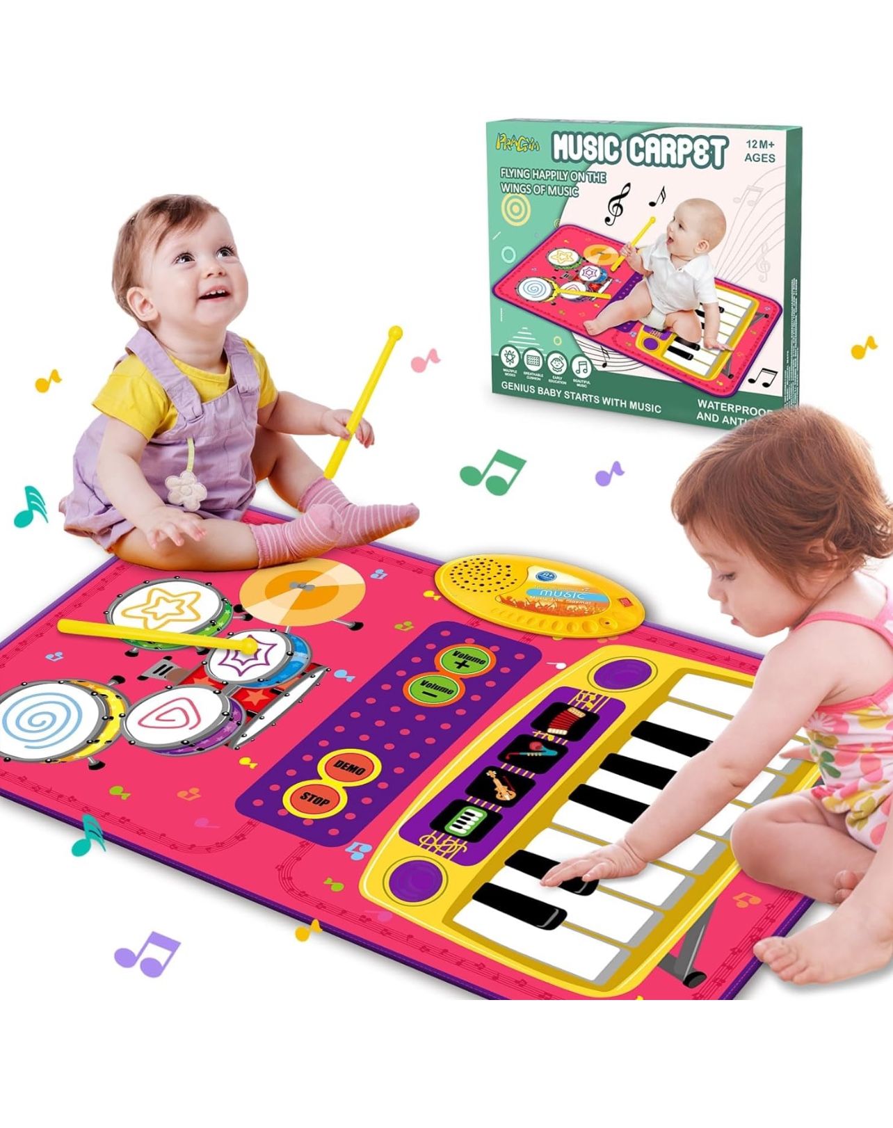 Brandnew  1 Year Old Girl Gifts, Piano Mat Baby Toys for 1 Year Old Girl, 2 in 1 Toddler Music Mat with Keyboard & Drum, Early Educational Musical Toy