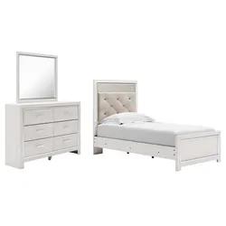 Altyra Twin Panel Bed with Mirrored Dresser High-Grade Excellence