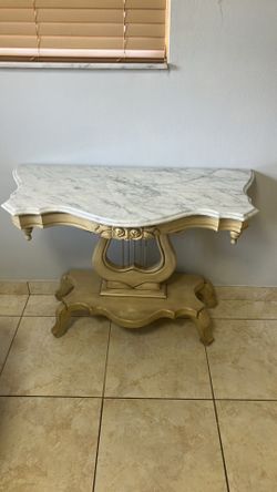 Antique Victorian Marble Top Entry Table / Parlor Table / Sofa Table (ST13)