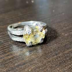 Sterling Silver Ring Lemon Quartz Size 7.5