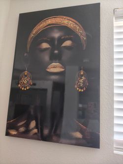 Black and gold women canvas portrait