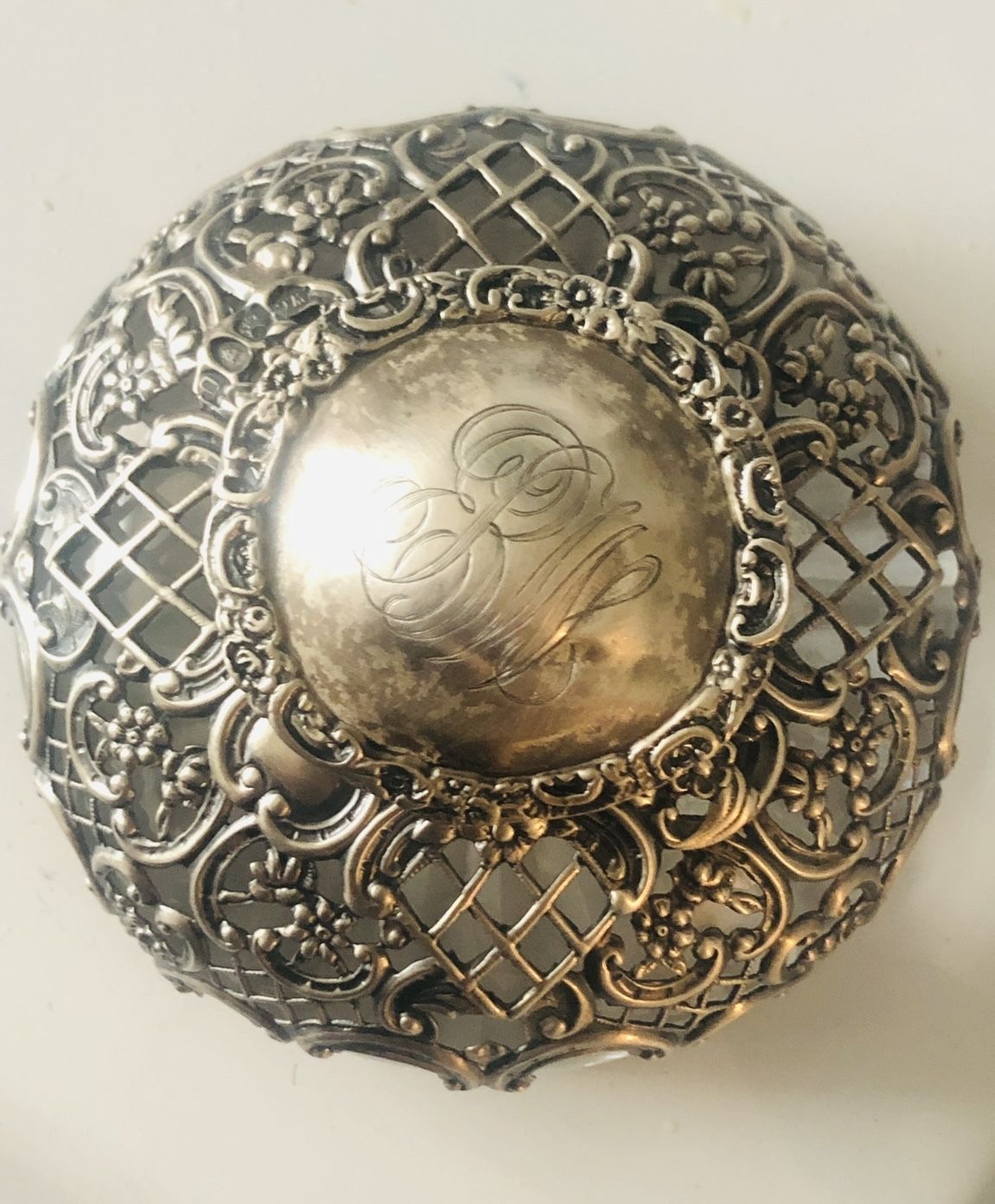 Sterling Silver RARE ANTIQUE EDWARDIAN REPOUSSE STERLING SILVER & CRYSTAL INKWELL WILLIAM COMYNS