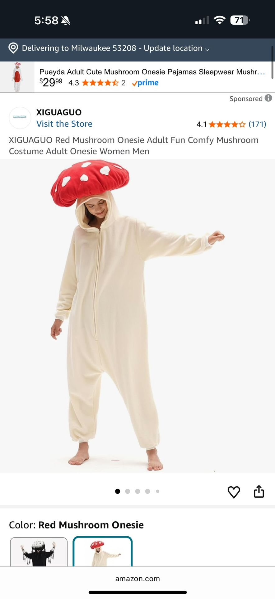 One Size All (Large) Mushroom Onsie