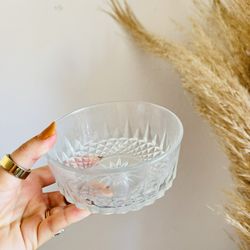 VINTAGE Arcoroc France Clear Glass Diamond Starburst Berry Dessert Small Bowl