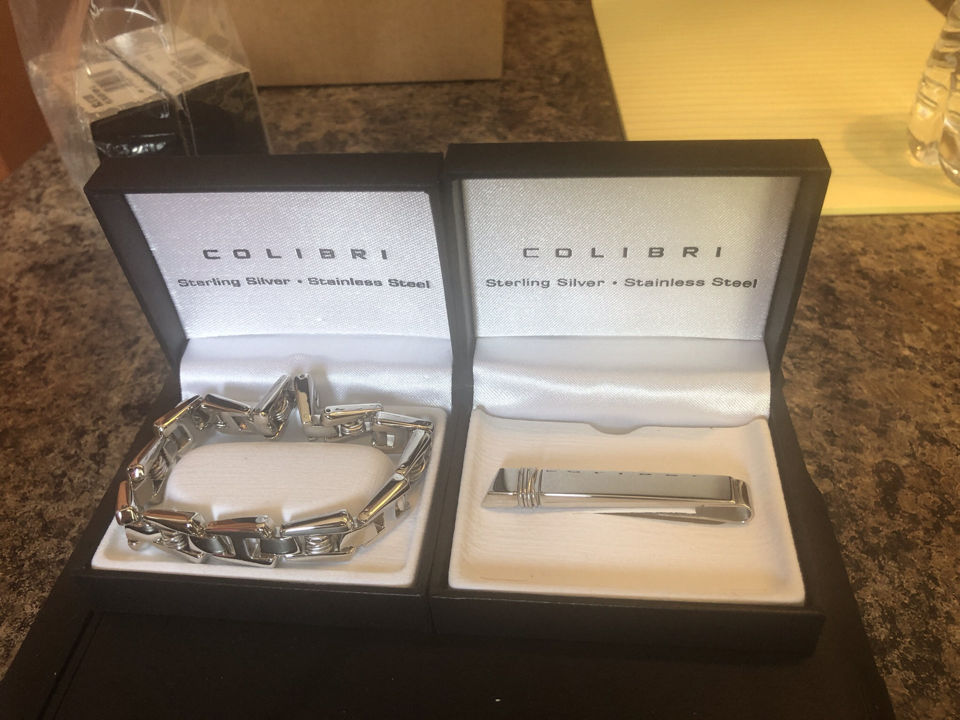 Colibri Stainless Steel Bracelet & Tie Clip