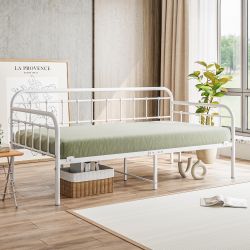 New White Metal Twin Daybed Bed Frame