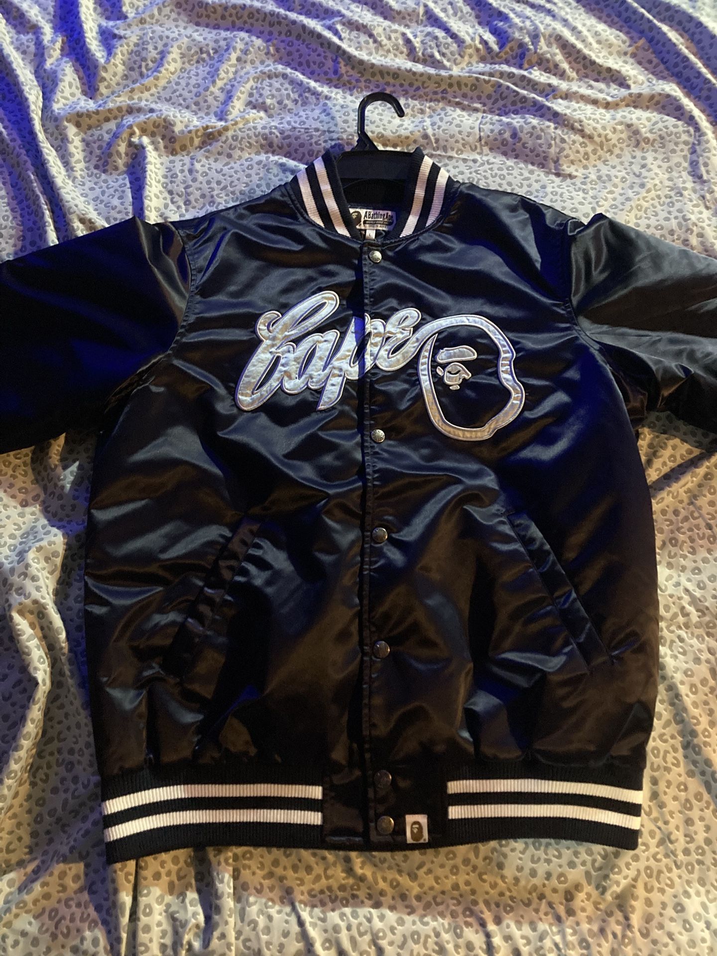 Bape vintage varsity jacket navy blue