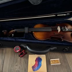 3/4 Student Violin With Rosen Bow Case Spare Strings Tuner And Cloth Molinari Brand