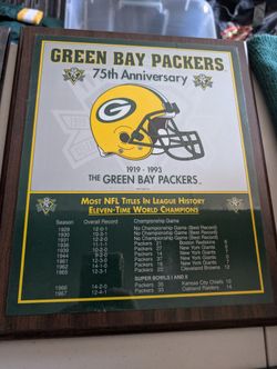 Green Bay Packers 75th Anniversary Wood Plaque