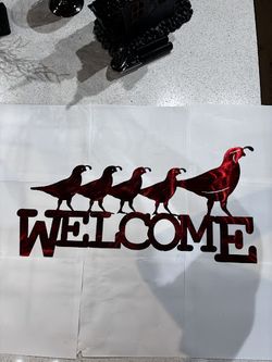 5 Quail Welcome Facing Right Metal Sign 11.5x23 18 Gauge Steel