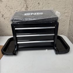 Brand new DNA Motoring TOOLS-00262 Black Tool Chest Rolling Mechanic Seat With Tool Trays