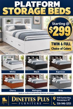 🛏️ Platform Storage Beds — Starting at $299!