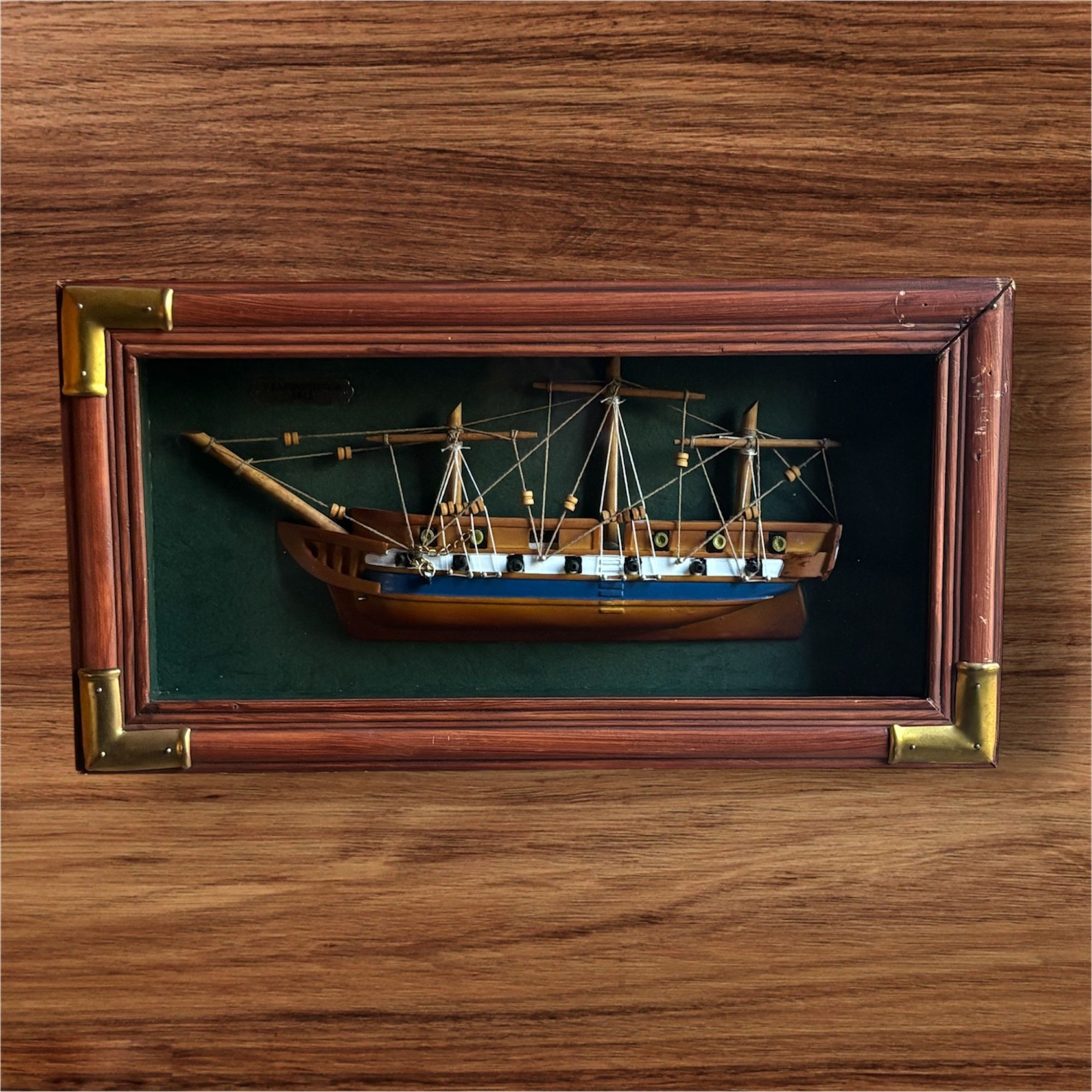 Framed 1812 Boat Miniature Replica 