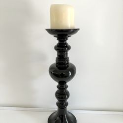 Black Lacquer Finish Candle Holder -16”h 
