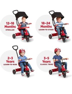 Radio Flyer 4-in-1 Pedal & Push Stroll ’N Trike, Ages 1-5, UV Canopy