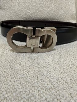 Salvatore Ferragamo Reversible Leather Belt – Black/Brown – Silver Gancini Buckle