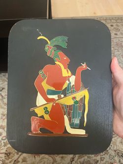 Vintage Mayan Scribe Wall Plaque – Handmade Mexican Folk Art Relief
