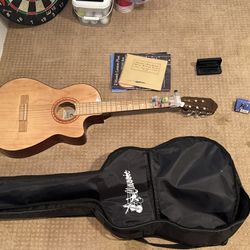 Acoustic Guitar + ChordBuddy Lesson Kit, Harmonica & Pick – Beginner Bundle