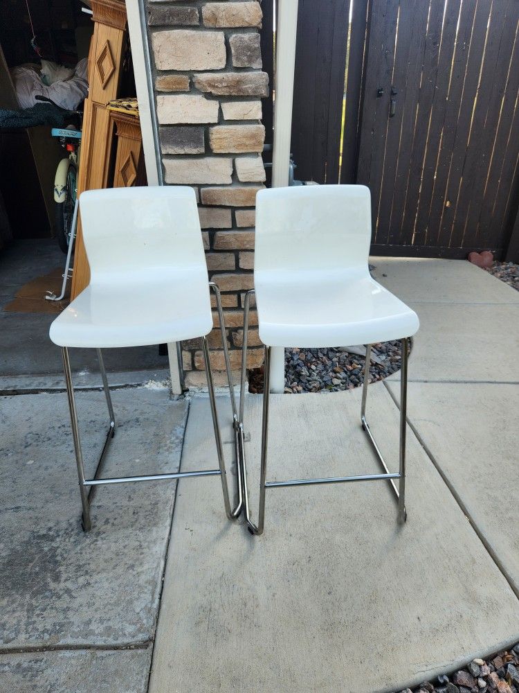 2 White Bar Stools For Sale