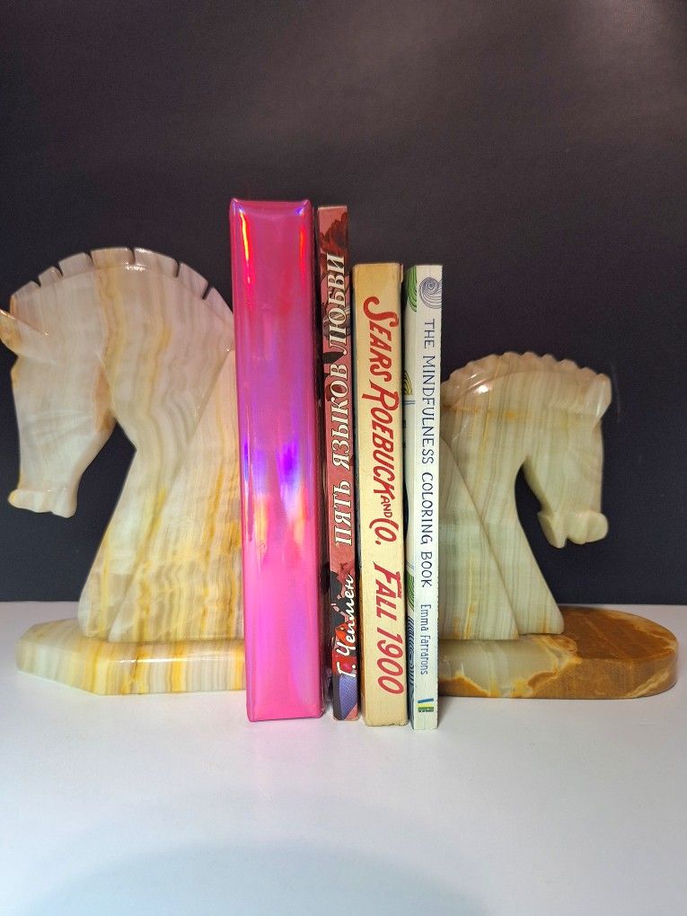 Carved Marble Horses Bookends (Price For 3)