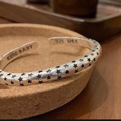 925 sterling silver women's lady's Star cuff bracelet Bangle Gift