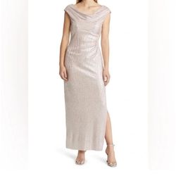 Pale Blush Cowl Neck Evening Gown size: 4p