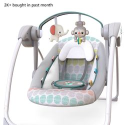 Bright Starts Portable Automatic 6-peeds Baby Swing With Adaptable Speed Taggies Music Removable 