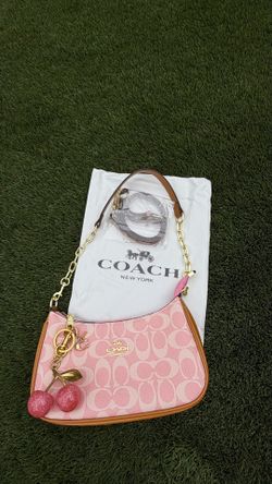 Coach Teri Pink Logo Small Crescent Shoulder Bag