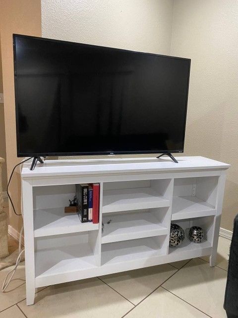 TV Stand White With Shelving