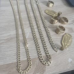 18k Gold Plated Chains And Rings 